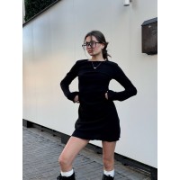 Платье мини в рубчик черного цвета 30332