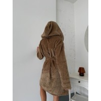 Жіночий махровий халат кавового кольору 30343