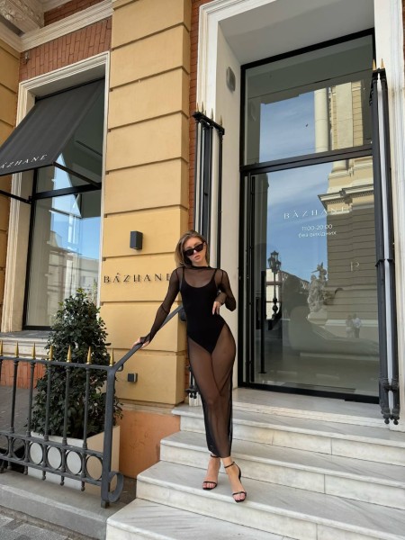 Прозора сукня міді чорного кольору 30395