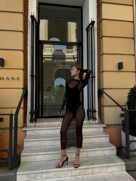 Прозора сукня міді чорного кольору 30395