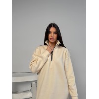 Теплое платье на флисе молочного цвета 30402