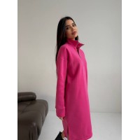 Теплое платье на флисе малинового цвета 30403