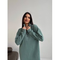 Теплое платье на флисе фисташкового цвета 30405