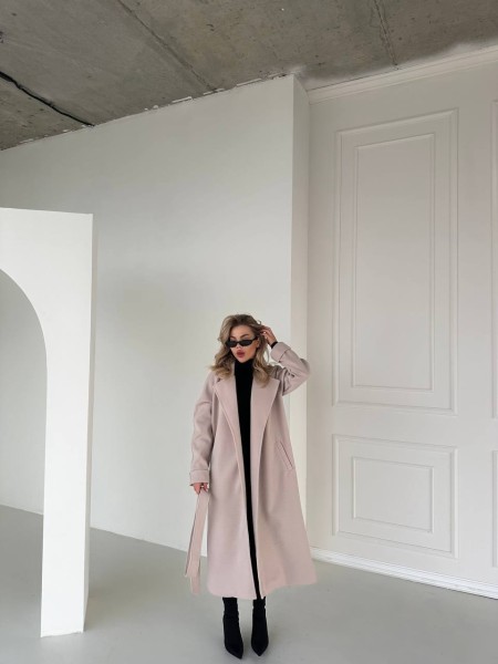 Жіноче кашемірове пальто бежевого кольору 30428