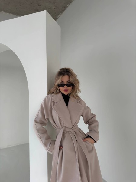 Жіноче кашемірове пальто бежевого кольору 30428