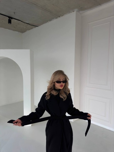 Жіноче кашемірове пальто чорного кольору 30429