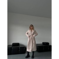 Жіноче кашемірове пальто з накладними карманами бежевого кольору 30434
