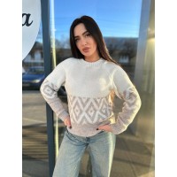 Жіночий светр із малюнком молочного кольору 30457
