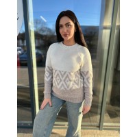 Женский свитер с рисунком молочного цвета 30457