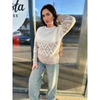 Женский свитер с рисунком молочного цвета 30457
