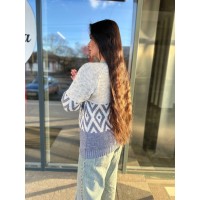 Женский свитер с рисунком синего цвета 30458