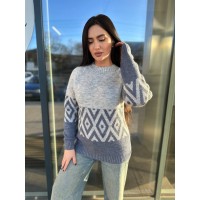 Женский свитер с рисунком синего цвета 30458