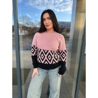 Жіночий светр із малюнком пудрового кольору 30459