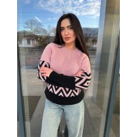 Жіночий светр із малюнком пудрового кольору 30459