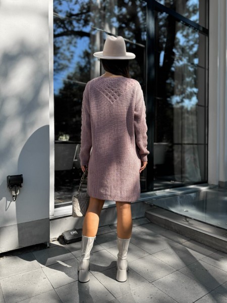 Вязаное платье миди пудрового цвета 30461