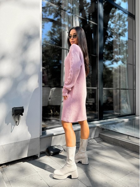 Вязаное платье миди розового цвета 30463