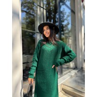 В'язана сукня міді смарагдового кольору 30464