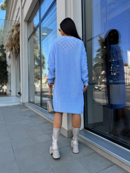 Вязаное платье миди голубого цвета 30465