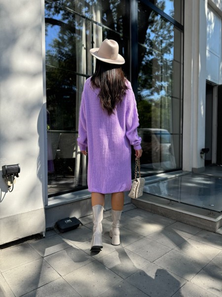 Вязаное платье миди сиреневого цвета 30466