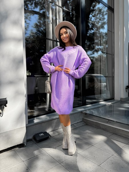 Вязаное платье миди сиреневого цвета 30466