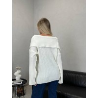 Жіночий подовжений светр-туніка молочного кольору 30471