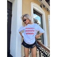 Жіноча футболка з написом бiлого кольору 30473