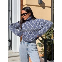 Жіночий светр із горловиною синього кольору 30481