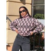 Жіночий светр із горловиною пудрового кольору 30482