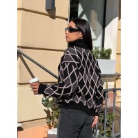 Жіночий светр із горловиною чорного кольору 30485