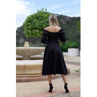 Класична сукня кліш середньої довжини чорного кольору 30487