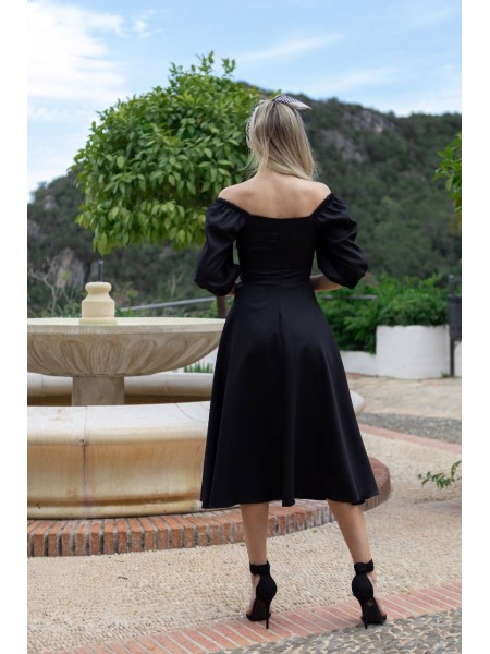 Класична сукня кліш середньої довжини чорного кольору 30487