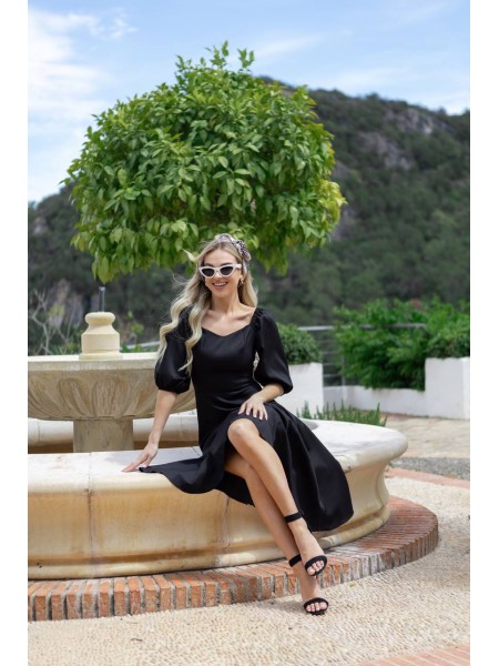 Класична сукня кліш середньої довжини чорного кольору 30487