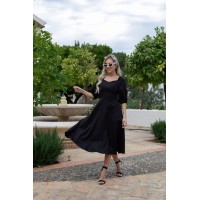 Класична сукня кліш середньої довжини чорного кольору 30487