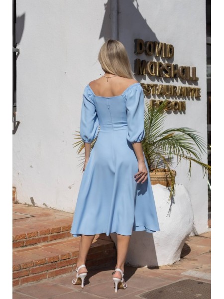 Класична сукня кліш середньої довжини блакитного кольору 30488