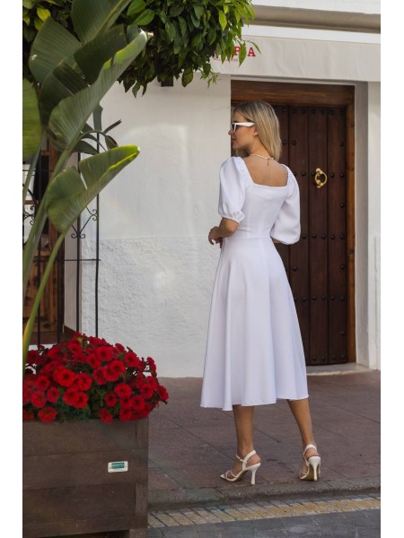 Класична сукня кліш середньої довжини бiлого кольору 30490