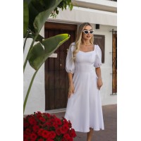 Класична сукня кліш середньої довжини бiлого кольору 30490