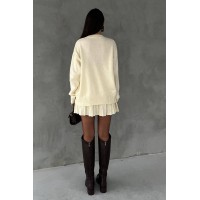 Жіночий теплий костюм 2-ка зі спідницею молочного кольору 30500