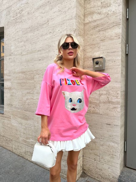 Базова футболка з малюнком рожевого кольору 30560