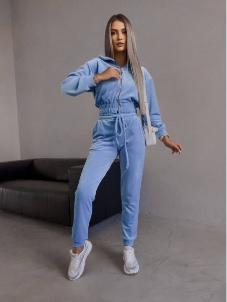 Женский велюровый костюм голубого цвета 30580
