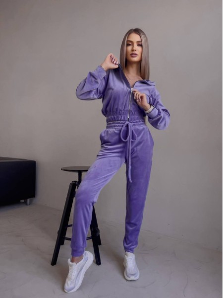 Женский велюровый костюм лавандового цвета 30581
