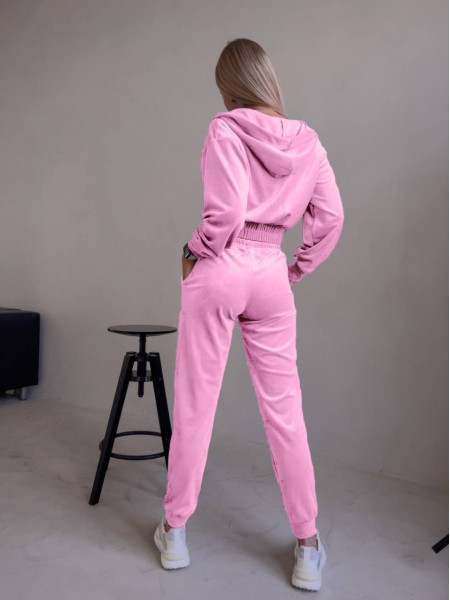 Женский велюровый костюм розового цвета 30584