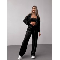 Жіночий велюровий костюм+топ чорного кольору 30597