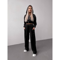 Жіночий велюровий костюм+топ чорного кольору 30597