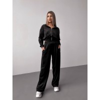 Жіночий велюровий костюм+топ чорного кольору 30597
