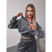 Жіночий велюровий костюм+топ сiрого кольору 30598