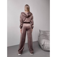 Жіночий велюровий костюм+топ кавового кольору 30600