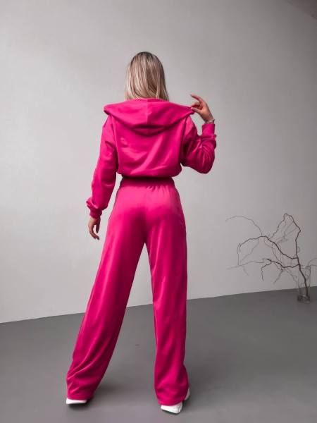 Жіночий велюровий костюм+топ малинового кольору 30606