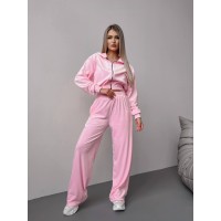 Жіночий велюровий костюм+топ рожевого кольору 30608