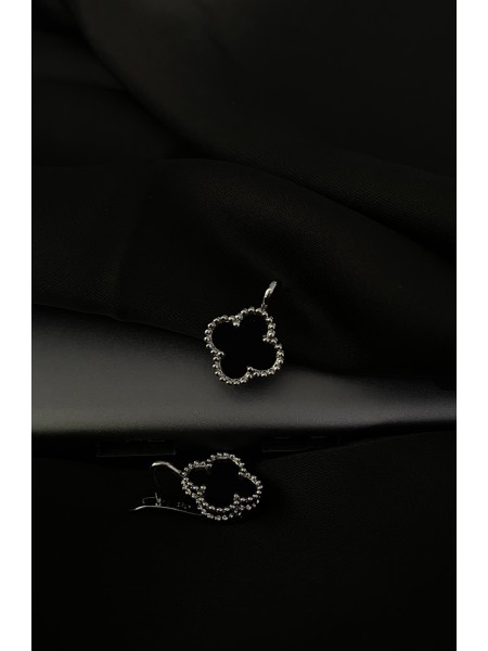 Сережки "Клевер" англійський замок срібного кольору 30610