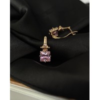 Сережки англійський замок  з позолотою рожевого кольору 30614